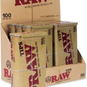 RAW PRE ROLLED TIPS TINS 6/100